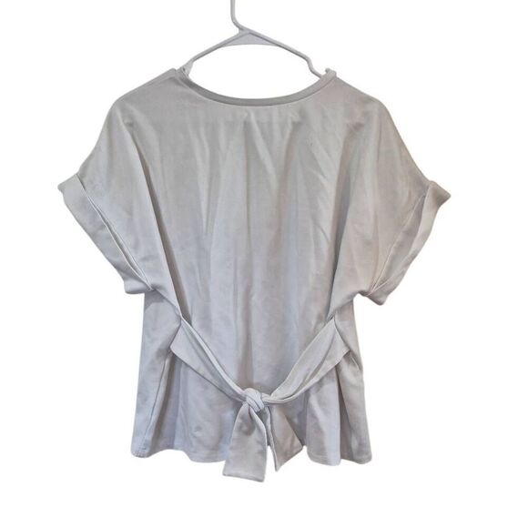 Express Women's White Rayon/Nylon/Spandex Cuffed Short Sleeve T-shirt with Sash - Picture 7 of 10